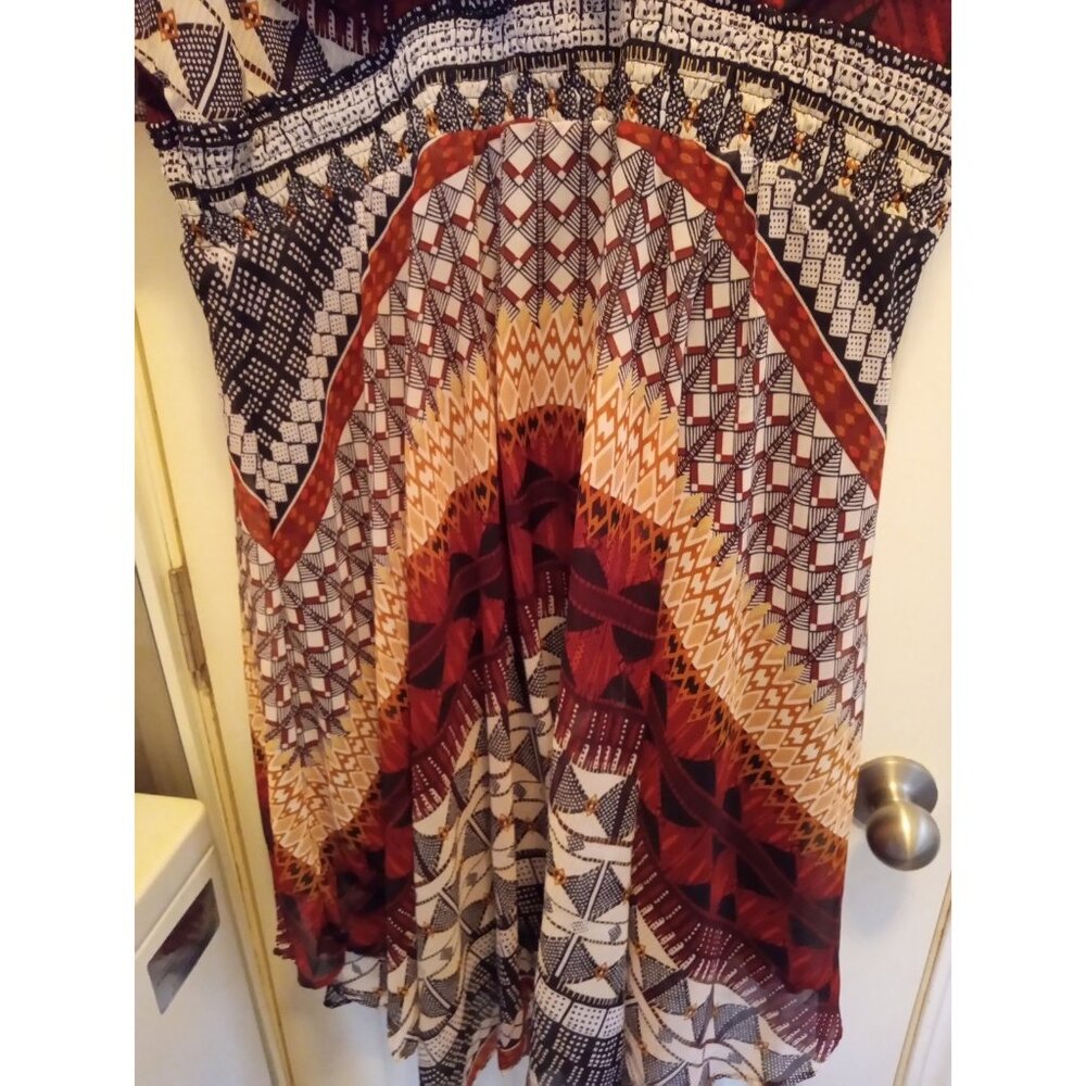 NWT CHRIS McLAUGHLIN Flowy Fit & Flare Dress 18W BROWN RED BLACK Summer Boho - Picture 8 of 10